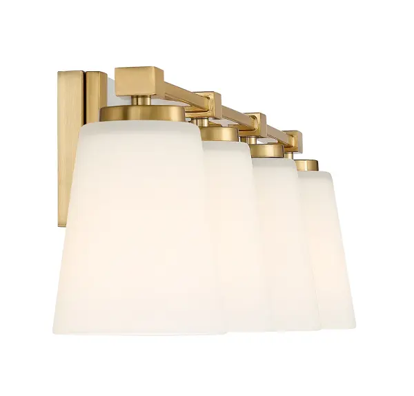 Darby 4-Light Bathroom Vanity Light in Warm Brass - Image 5