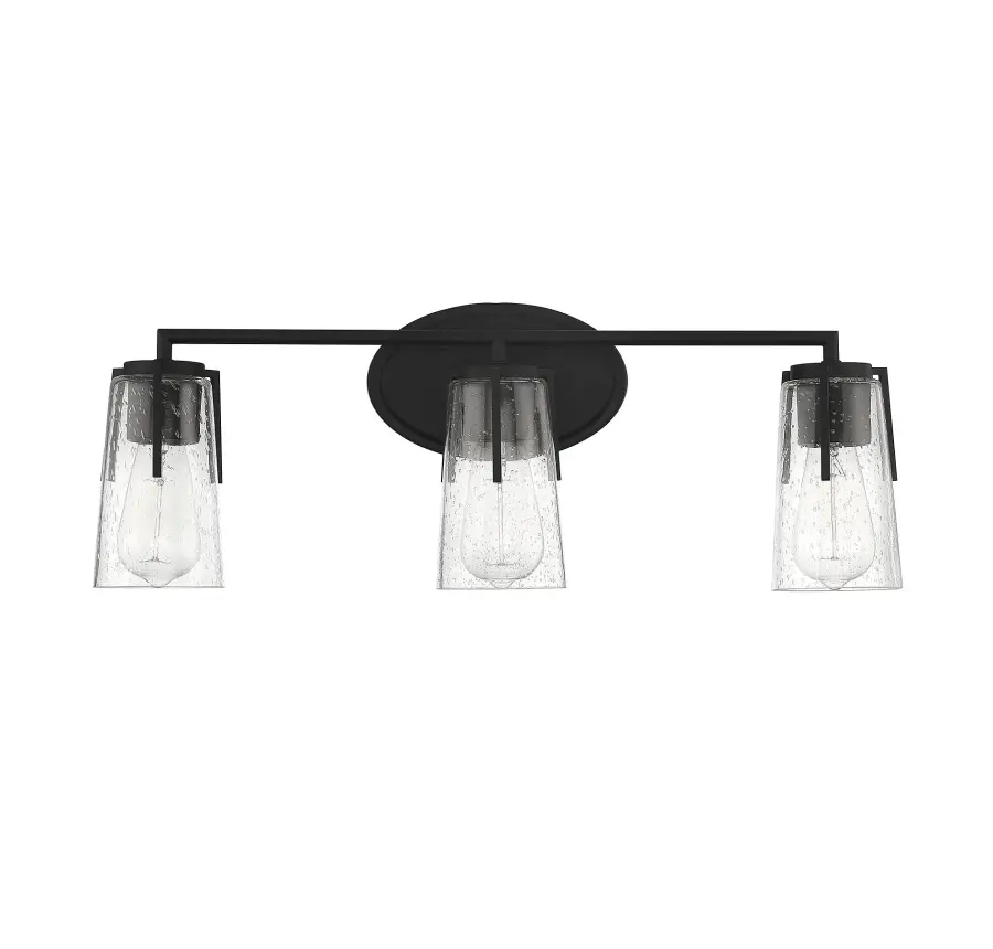 Sacremento 3-Light Bathroom Vanity Light in Black - Image 2