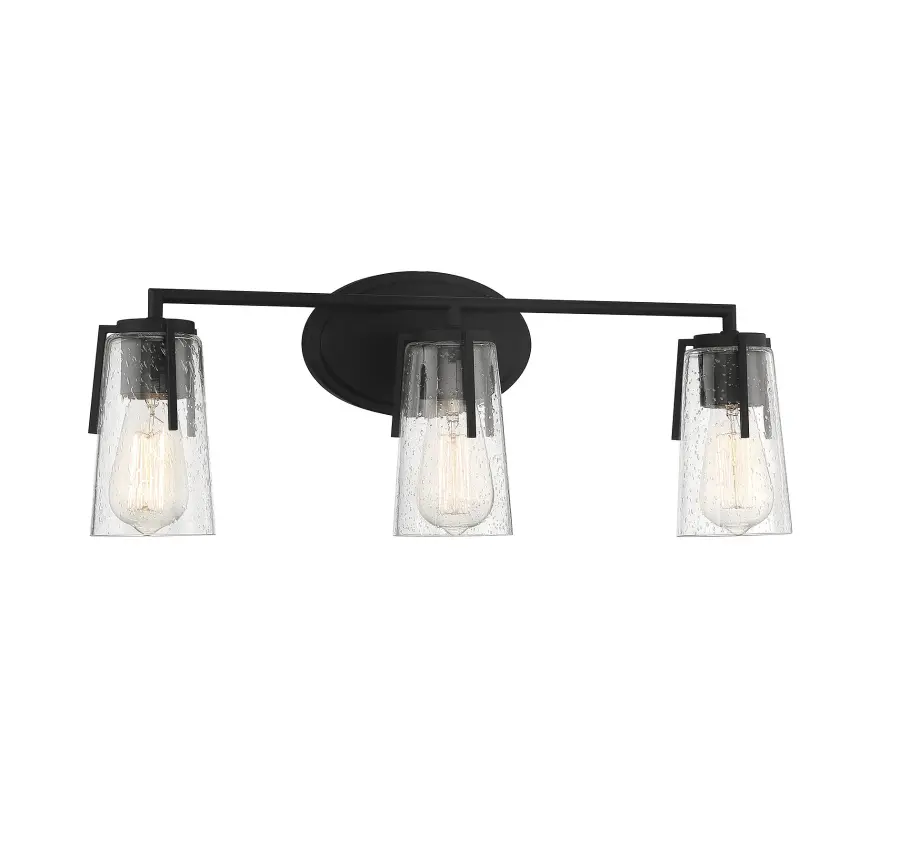 Sacremento 3-Light Bathroom Vanity Light in Black - Image 3