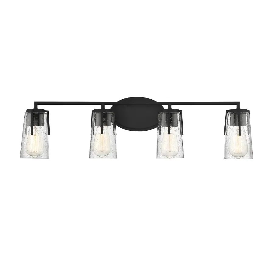 Sacremento 4-Light Bathroom Vanity Light in Black - Image 1