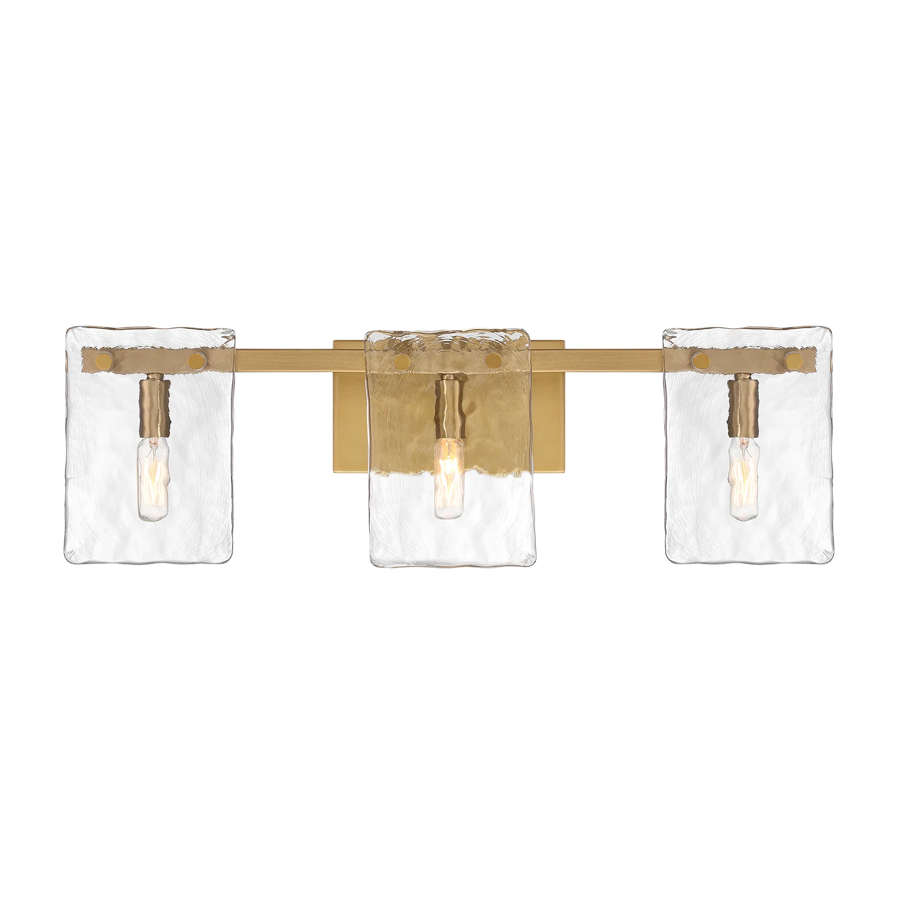 Genry Three Light Bathroom Vanity in Warm Brass