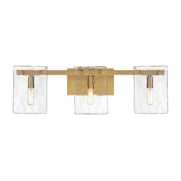 Genry Three Light Bathroom Vanity in Warm Brass - Image 1