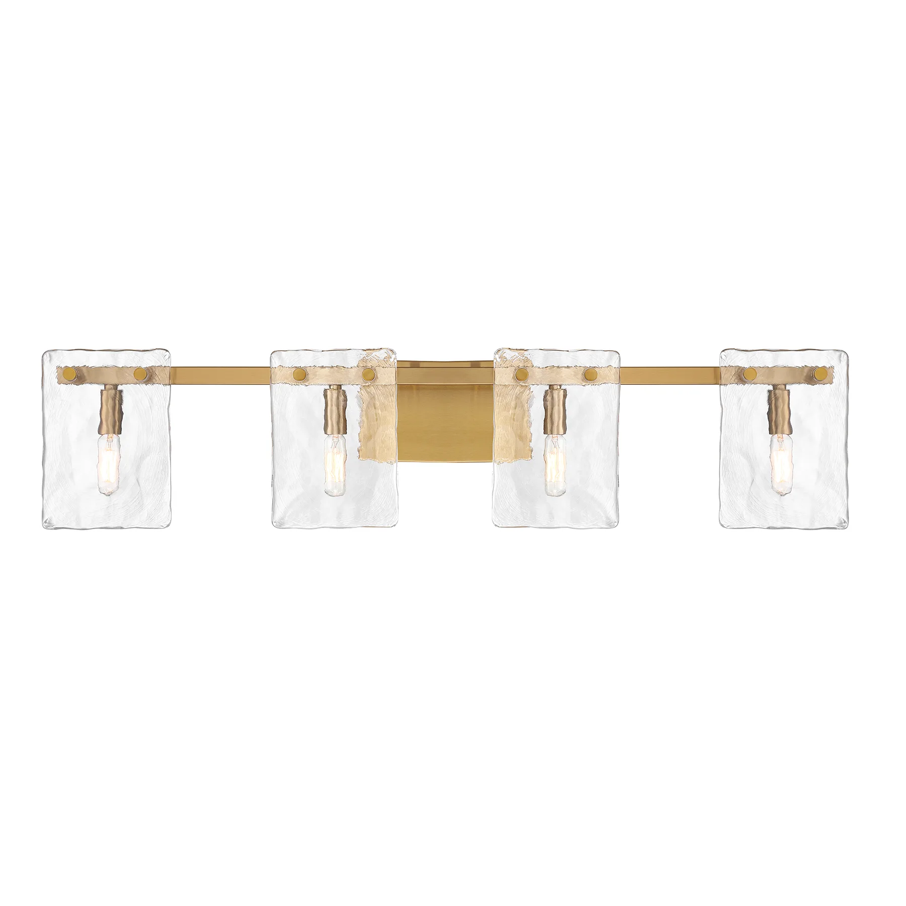 Genry Four Light Bathroom Vanity in Warm Brass