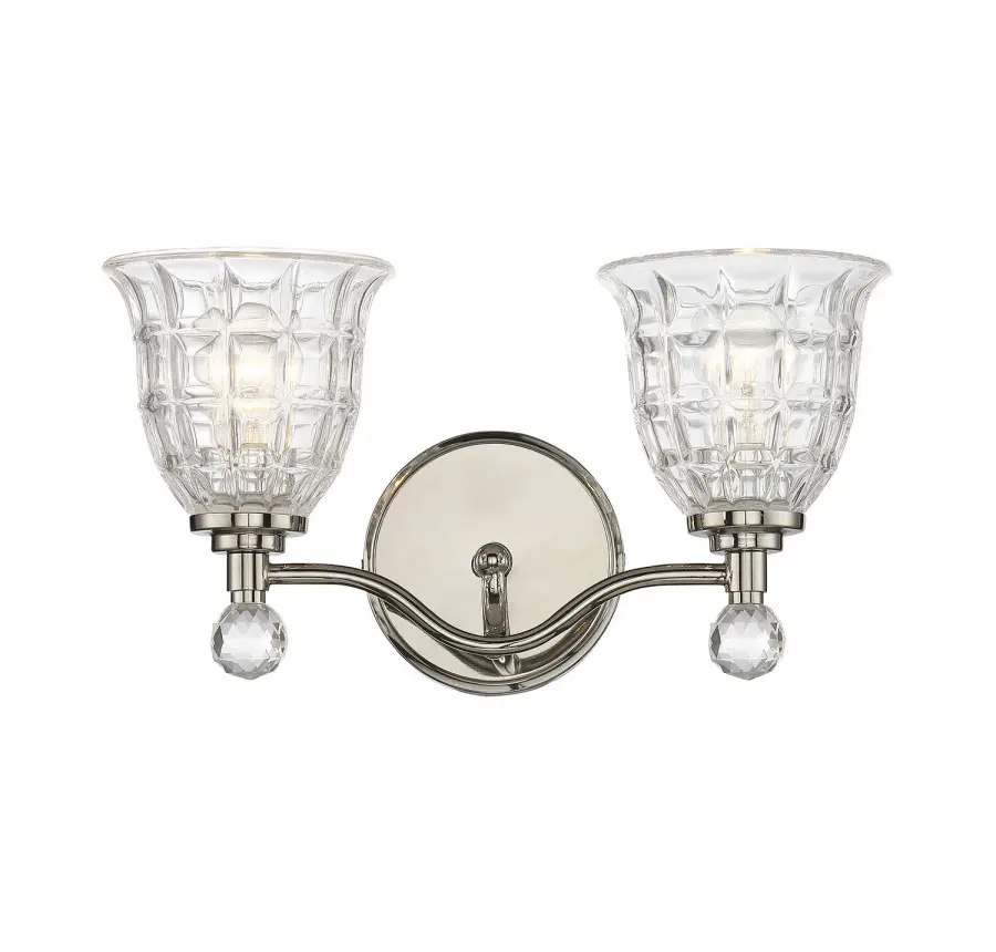 Birone Two Light Bath Bar in Polished Nickel