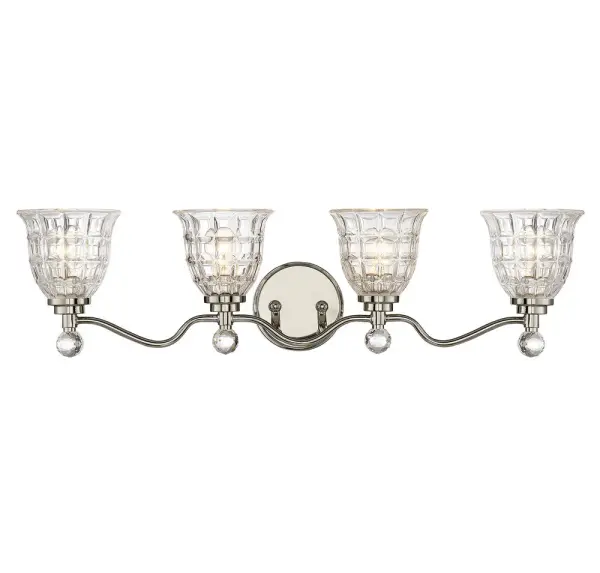 Birone 4-Light Bathroom Vanity Light in Polished Nickel