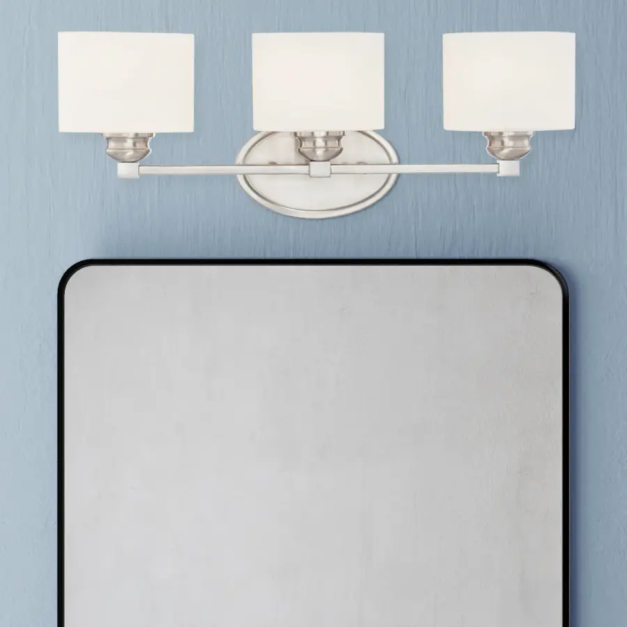 Kane 3-Light Bathroom Vanity Light in Satin Nickel - Image 3