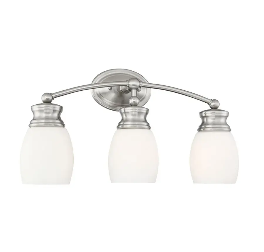 Elise 3-Light Bathroom Vanity Light in Satin Nickel - Image 3