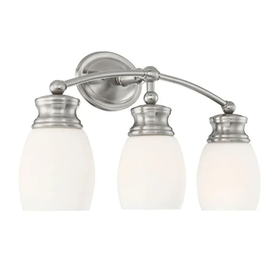 Elise 3-Light Bathroom Vanity Light in Satin Nickel - Image 4