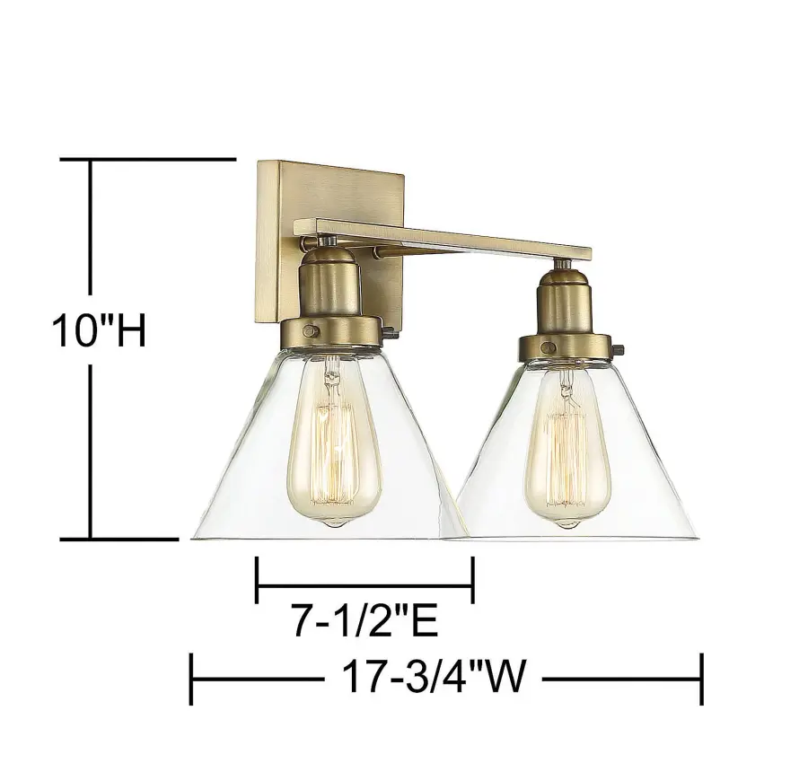 Drake Two Light Bath Bar in Warm Brass - Image 6
