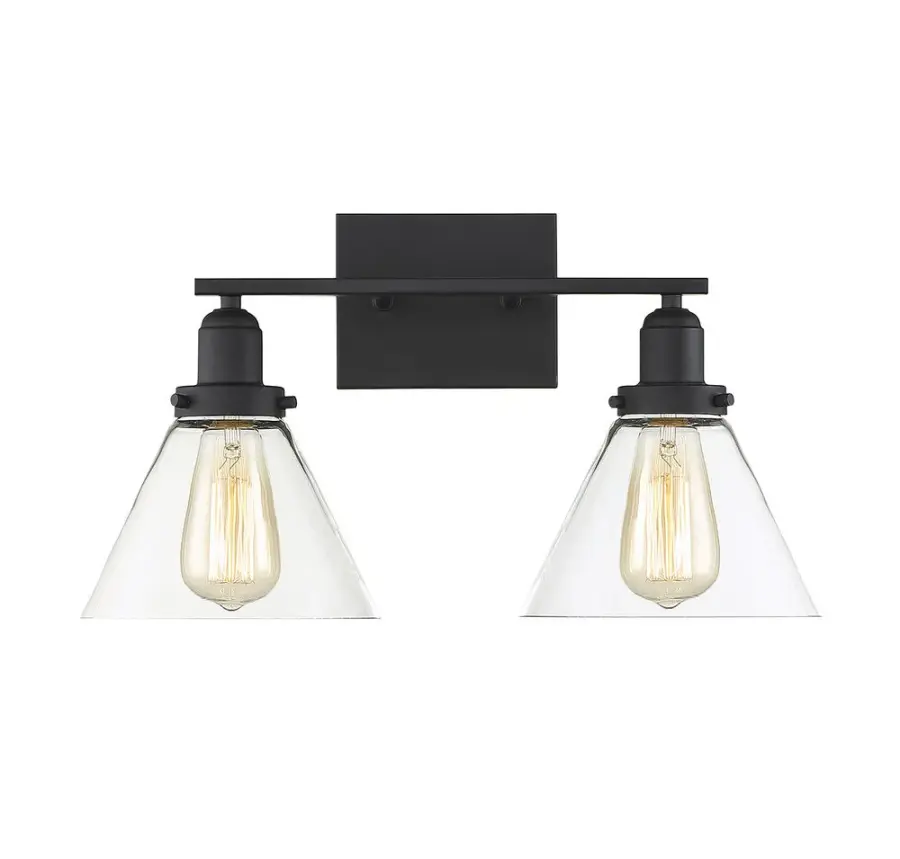 Drake 2-Light Bathroom Vanity Light in Black - Image 1