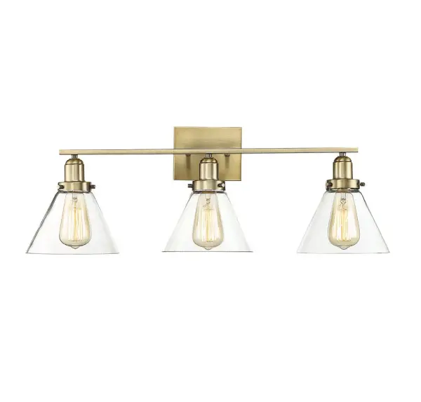 The Drake bath bar combines industrial simplicity with transitional elegance. Its warm brass finish and exposed bulb design make it ideal for modern bathrooms seeking character. The 28.5-inch width suits medium to large vanities perfectly.