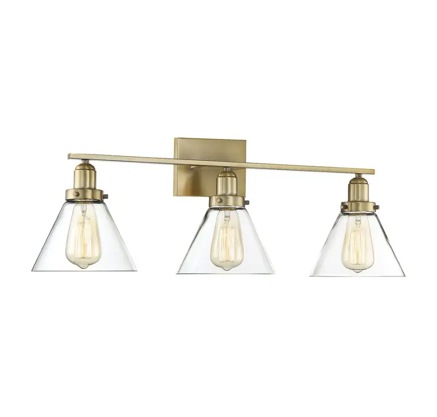 Drake Three Light Bath Bar in Warm Brass - Image 3