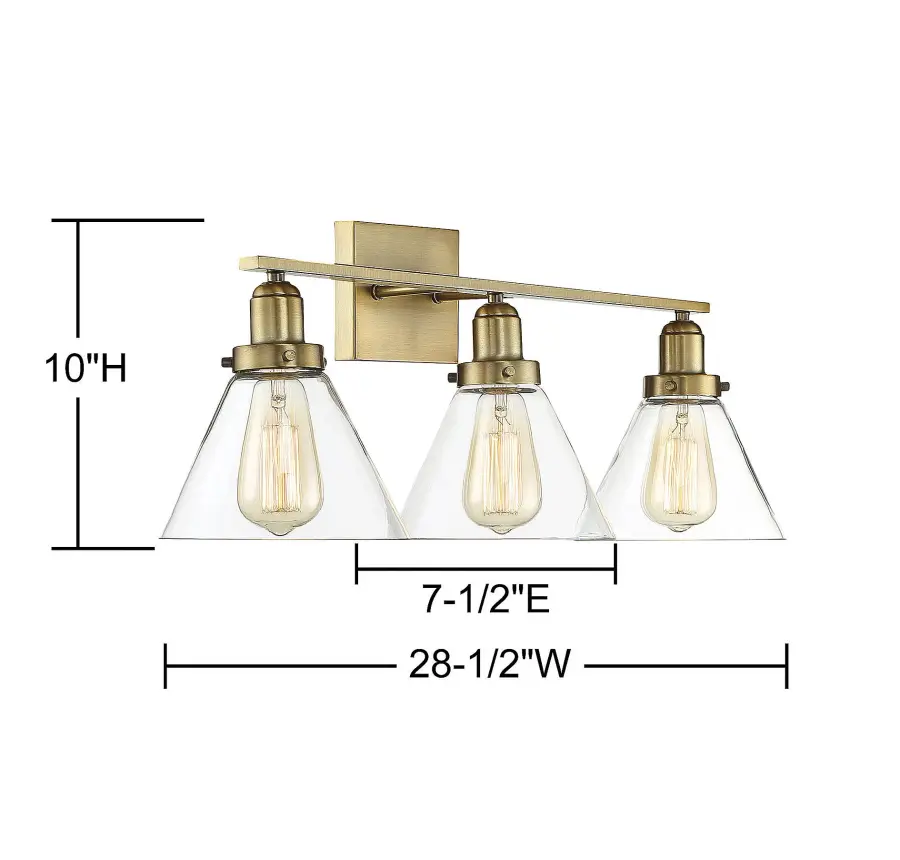 Drake Three Light Bath Bar in Warm Brass - Image 6