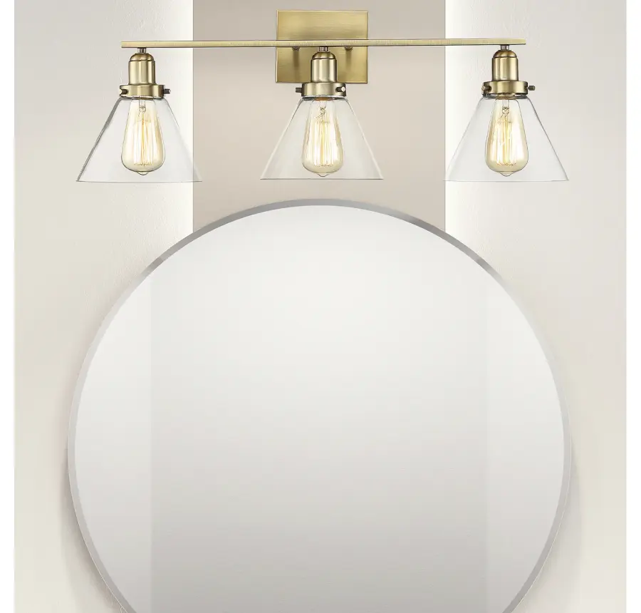 Drake Three Light Bath Bar in Warm Brass - Image 7