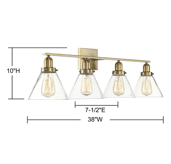 Drake Four Light Bath Bar in Warm Brass - Image 6