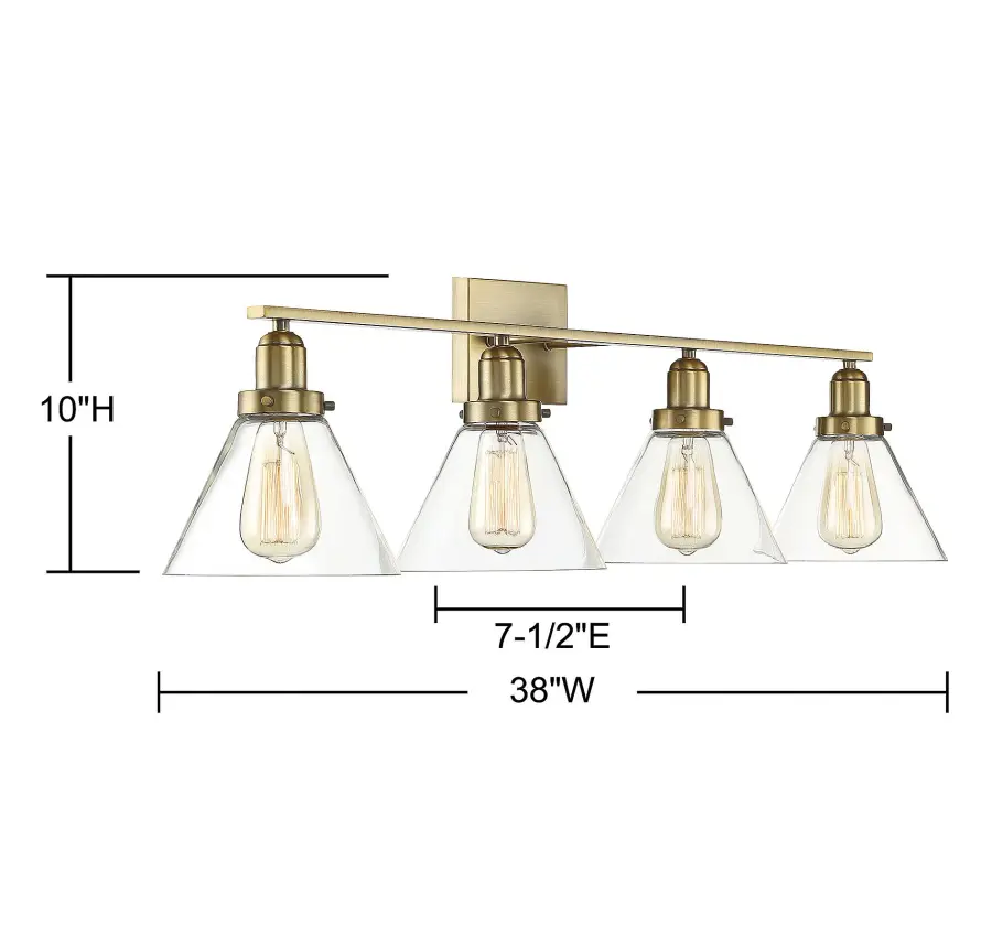 Drake Four Light Bath Bar in Warm Brass - Image 6