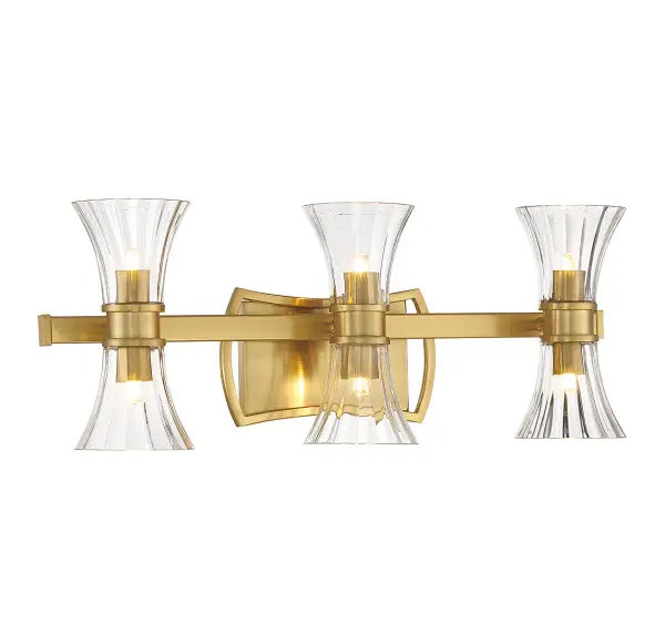 Bennington 6-Light LED Bathroom Vanity Light in Warm Brass - Image 3