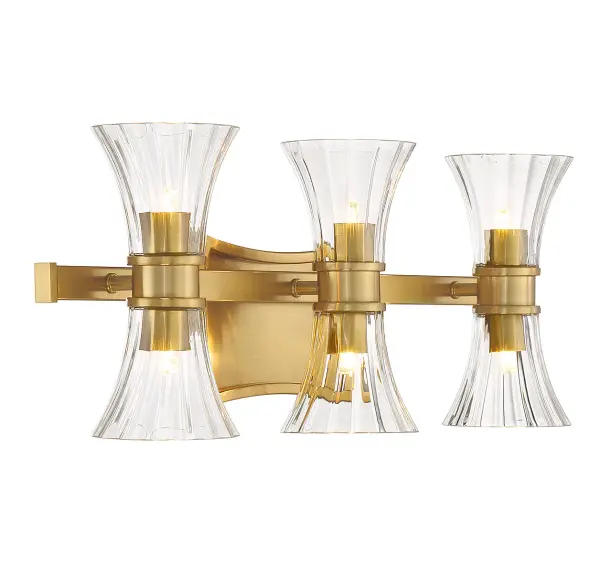 Bennington 6-Light LED Bathroom Vanity Light in Warm Brass - Image 4