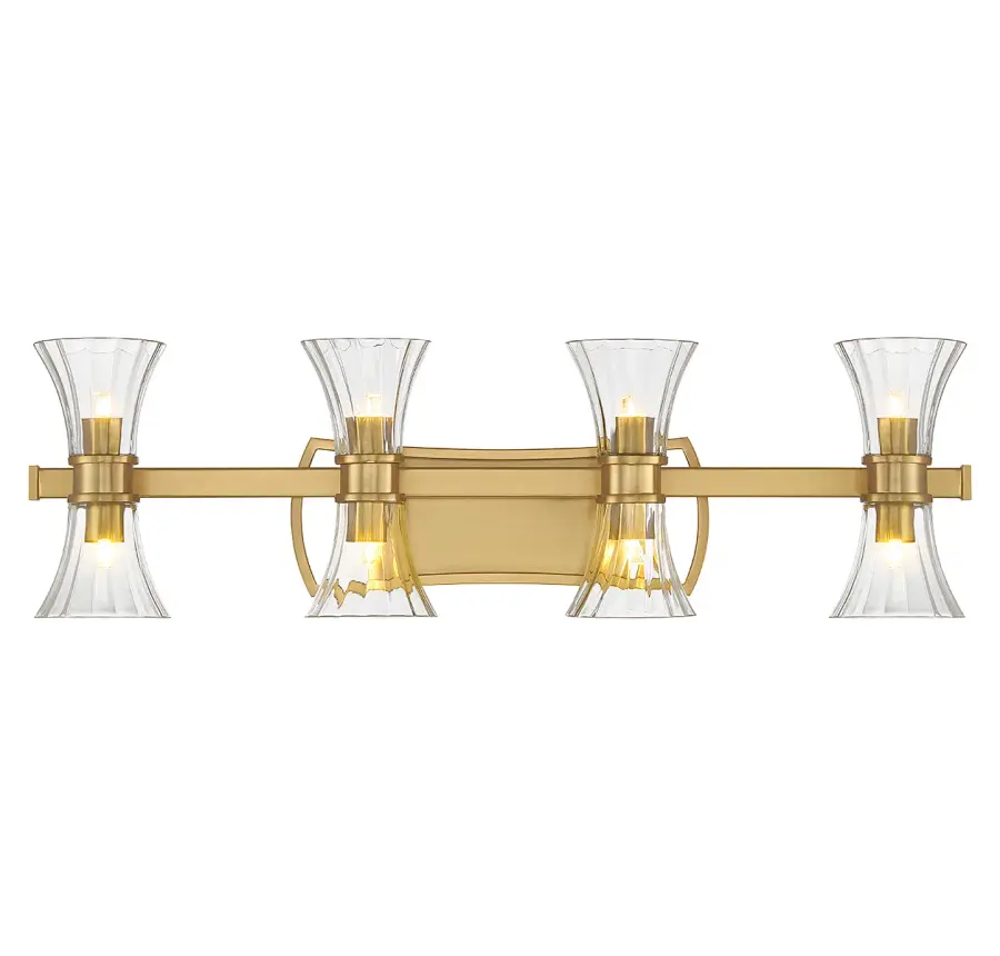 Bennington 8-Light LED Bathroom Vanity Light in Warm Brass - Image 1