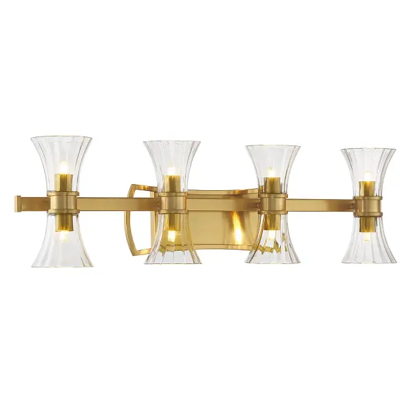 Bennington 8-Light LED Bathroom Vanity Light in Warm Brass - Image 3