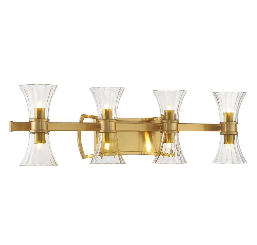 Bennington 8-Light LED Bathroom Vanity Light in Warm Brass - Image 3