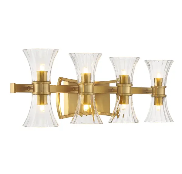 Bennington 8-Light LED Bathroom Vanity Light in Warm Brass - Image 4