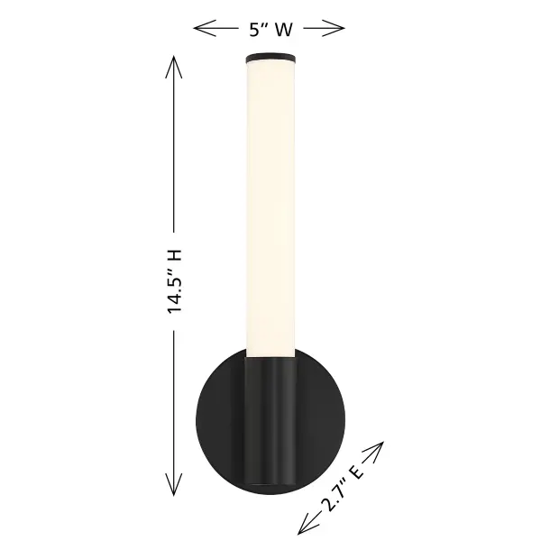 Connor 14" Mini Tube LED Cylinder Vanity Light in Black - Image 6