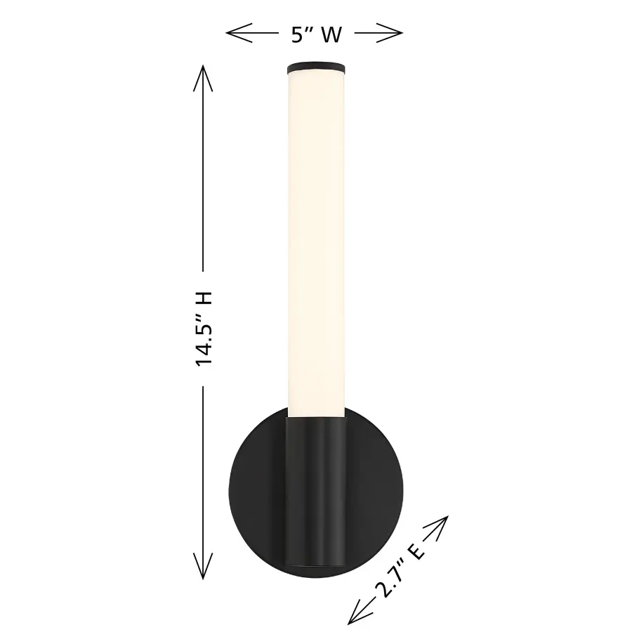 Connor 14" Mini Tube LED Cylinder Vanity Light in Black - Image 6