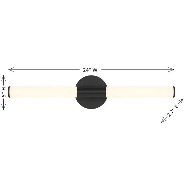 Connor 24" Mini Tube LED Cylinder Vanity Light in Black - Image 7