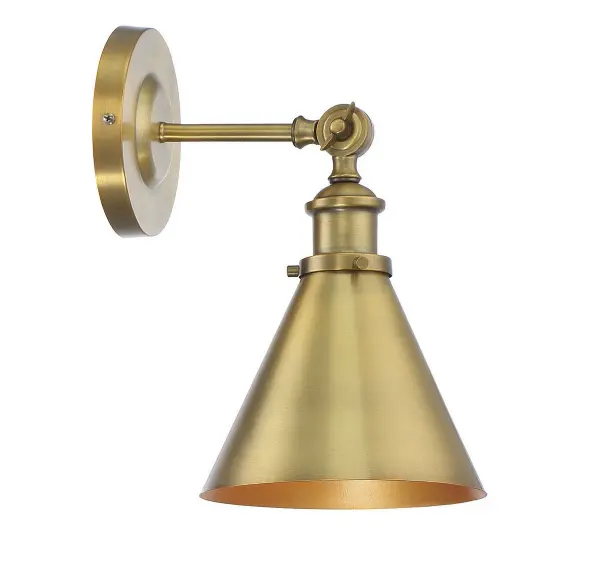 The Glenn wall sconce delivers understated sophistication with its adjustable conical shade and warm brass finish. Perfect for creating ambient lighting in multiple room types, from bathrooms to living spaces. - alternate view