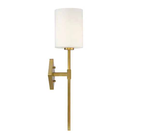 The Destin wall sconce combines contemporary elegance with versatile styling. Its diamond-shaped wall plate, slim vertical arm, and white opal glass shade create a sophisticated look that complements transitional, modern, and urban farmhouse interiors. - alternate view