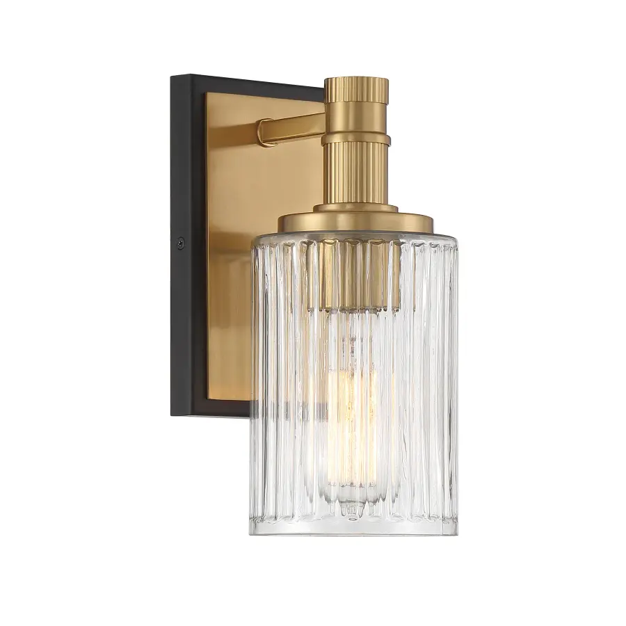 Concord 1-Light Bathroom Vanity Light in Matte Black with Warm Brass - Image 4