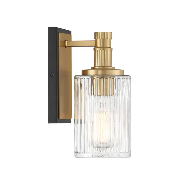 Concord 1-Light Bathroom Vanity Light in Matte Black with Warm Brass - Image 5