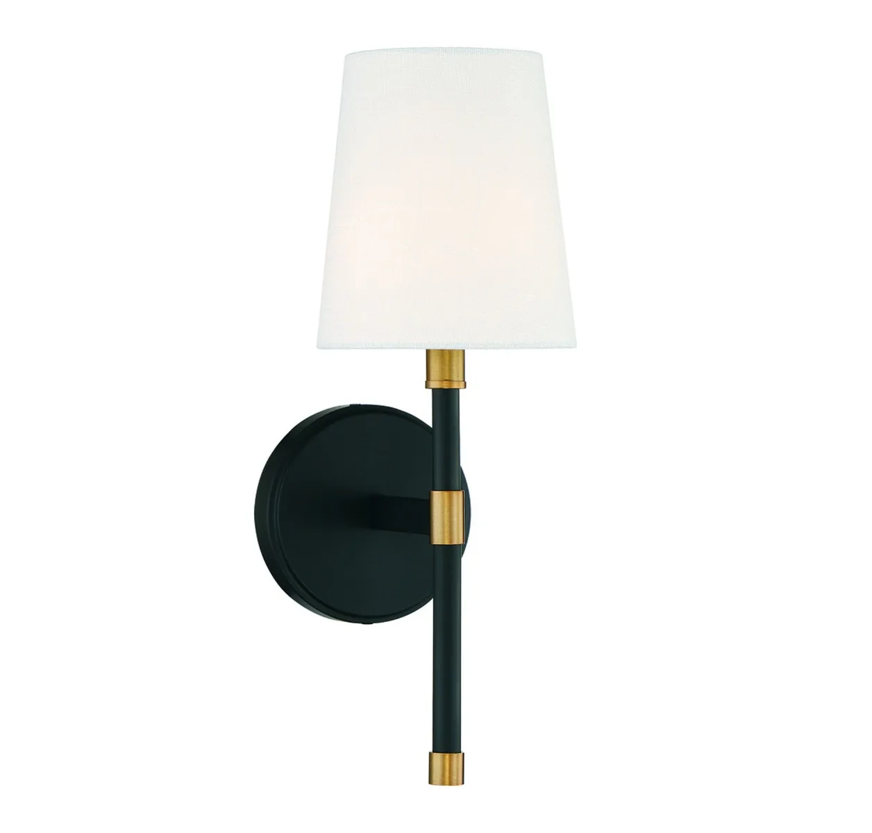 Brody One Light Wall Sconce in Matte Black with Warm Brass