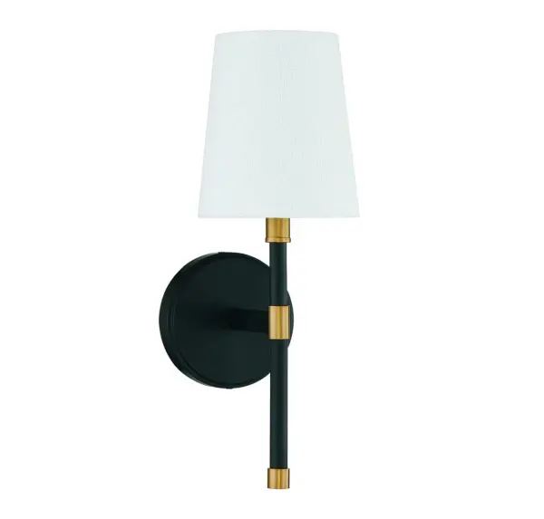 Brody 1-Light Wall Sconce in Matte Black with Warm Brass Accents - alternate view
