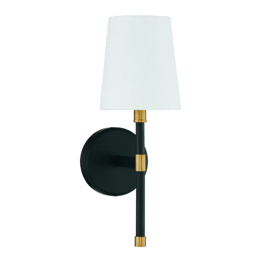 Brody 1-Light Wall Sconce in Matte Black with Warm Brass Accents - Image 2