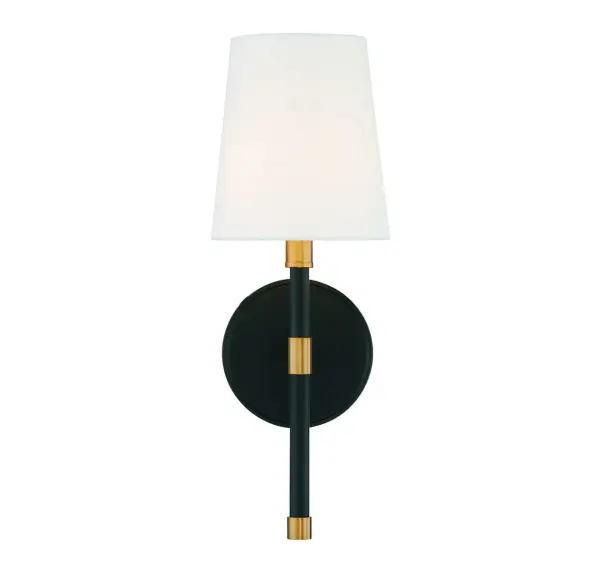 Brody 1-Light Wall Sconce in Matte Black with Warm Brass Accents - Image 3
