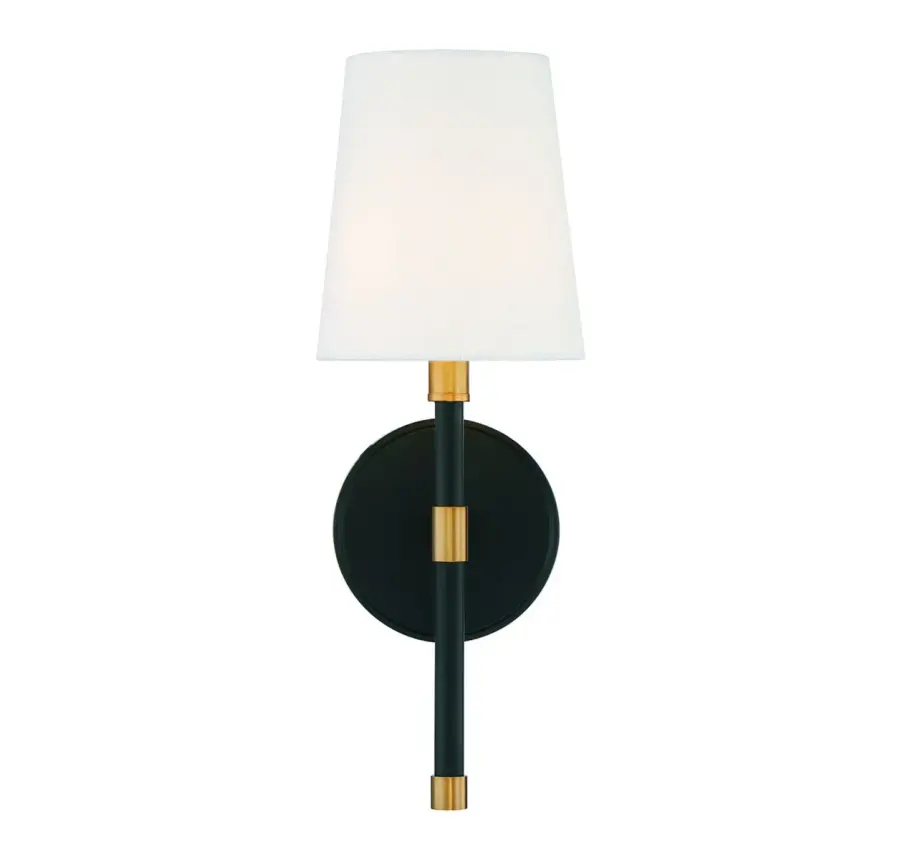 Brody 1-Light Wall Sconce in Matte Black with Warm Brass Accents - Image 3