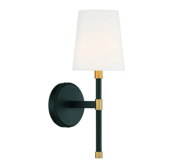 Brody 1-Light Wall Sconce in Matte Black with Warm Brass Accents - Image 4