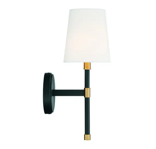 Brody 1-Light Wall Sconce in Matte Black with Warm Brass Accents - Image 5