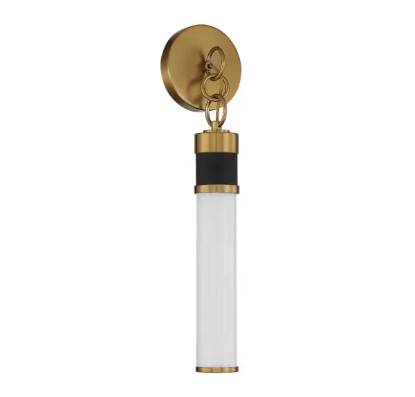 Abel LED Wall Sconce in Matte Black with Warm Brass Accents - alternate view