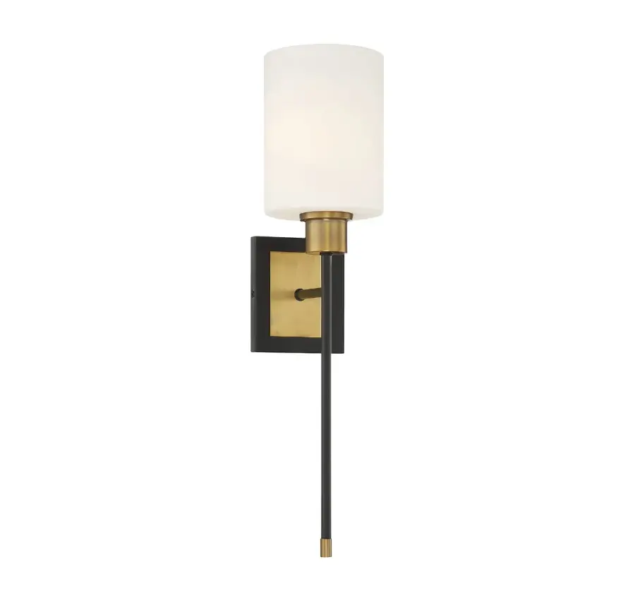 Alvara 1-Light Wall Sconce in Matte Black with Warm Brass Accents - Image 1