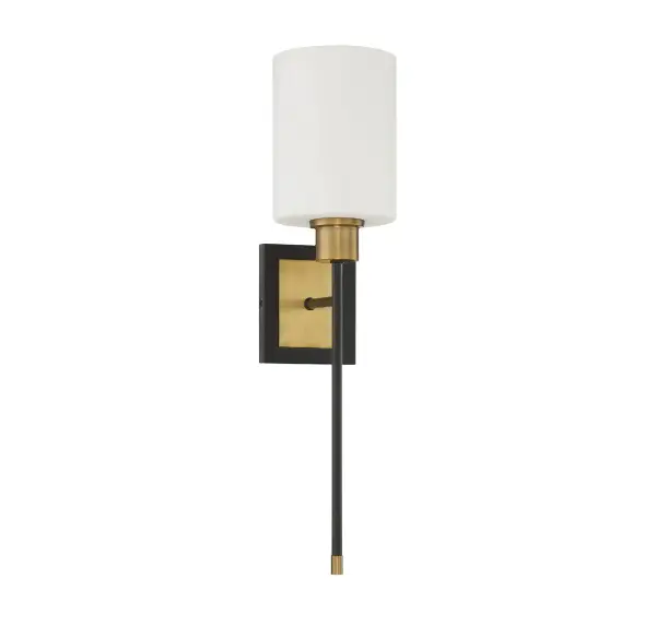 Alvara 1-Light Wall Sconce in Matte Black with Warm Brass Accents - alternate view