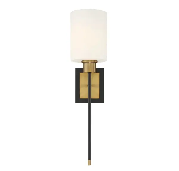 Alvara 1-Light Wall Sconce in Matte Black with Warm Brass Accents - Image 3