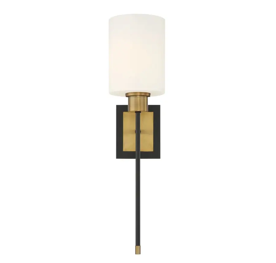 Alvara 1-Light Wall Sconce in Matte Black with Warm Brass Accents - Image 3