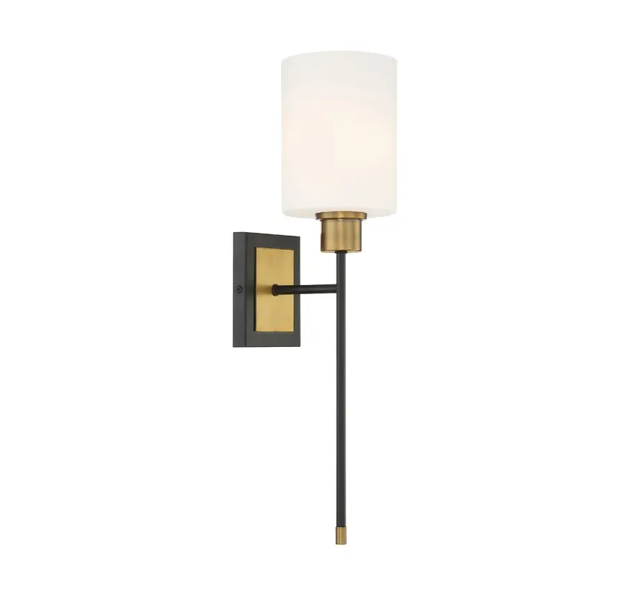 Alvara 1-Light Wall Sconce in Matte Black with Warm Brass Accents - Image 4