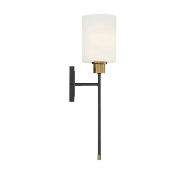 Alvara 1-Light Wall Sconce in Matte Black with Warm Brass Accents - Image 5