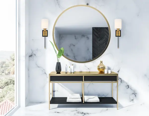 Alvara 1-Light Wall Sconce in Matte Black with Warm Brass Accents - Image 7