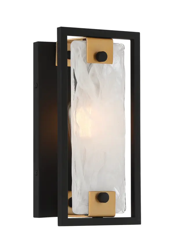 Hayward 1-Light Wall Sconce in Matte Black with Warm Brass Accents