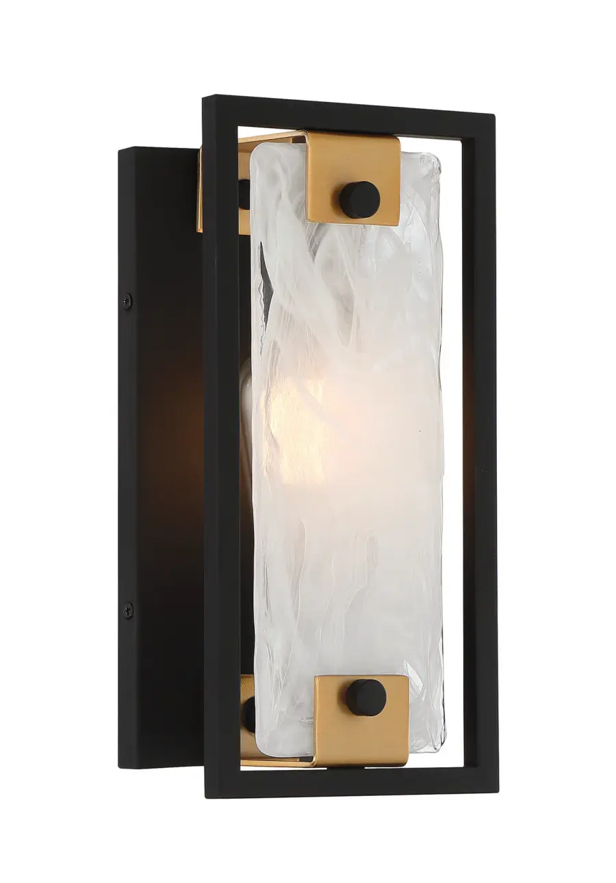Hayward 1-Light Wall Sconce in Matte Black with Warm Brass Accents - Image 1